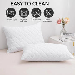 LUXURY QUILTED PILLOW PROTECTORS PACK OF 4 ZIPPED PILLOWCASE