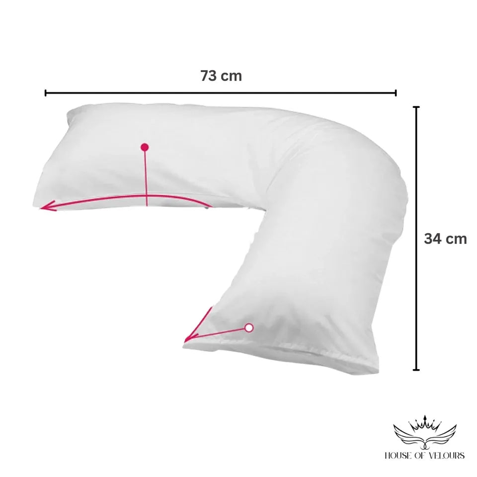 Home V Pillow with Pillowcase Extra Filled Hollow Fiber for Neck Support