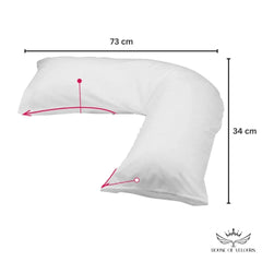 Home V Pillow with Pillowcase Extra Filled Hollow Fiber for Neck Support
